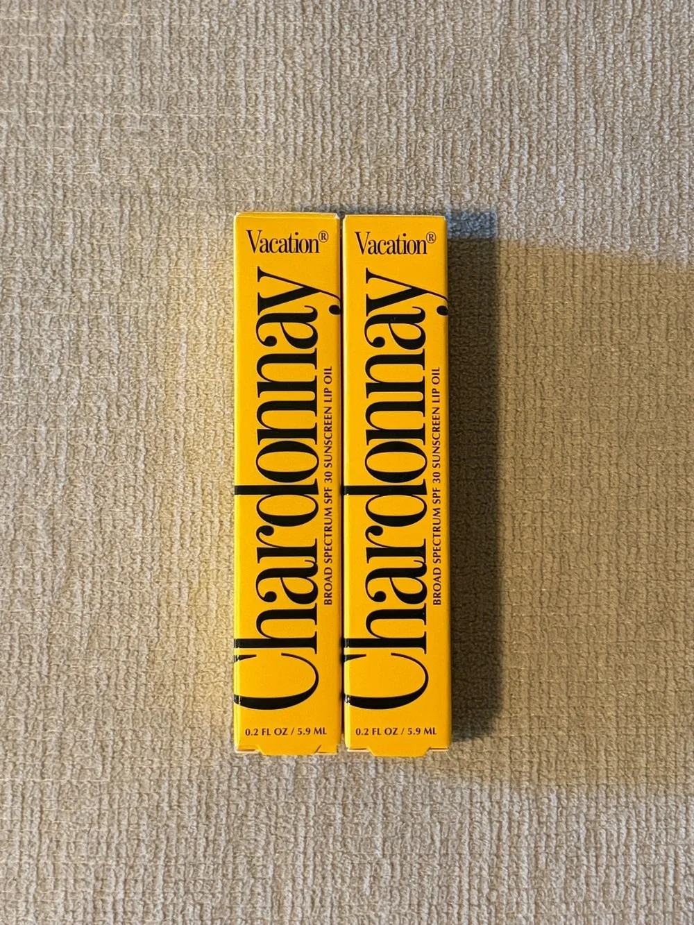 Vacation Chardonnay Lip Oil Bundle Set of 2 SPF 30 Sunscreen Gloss NEW NIB NWT